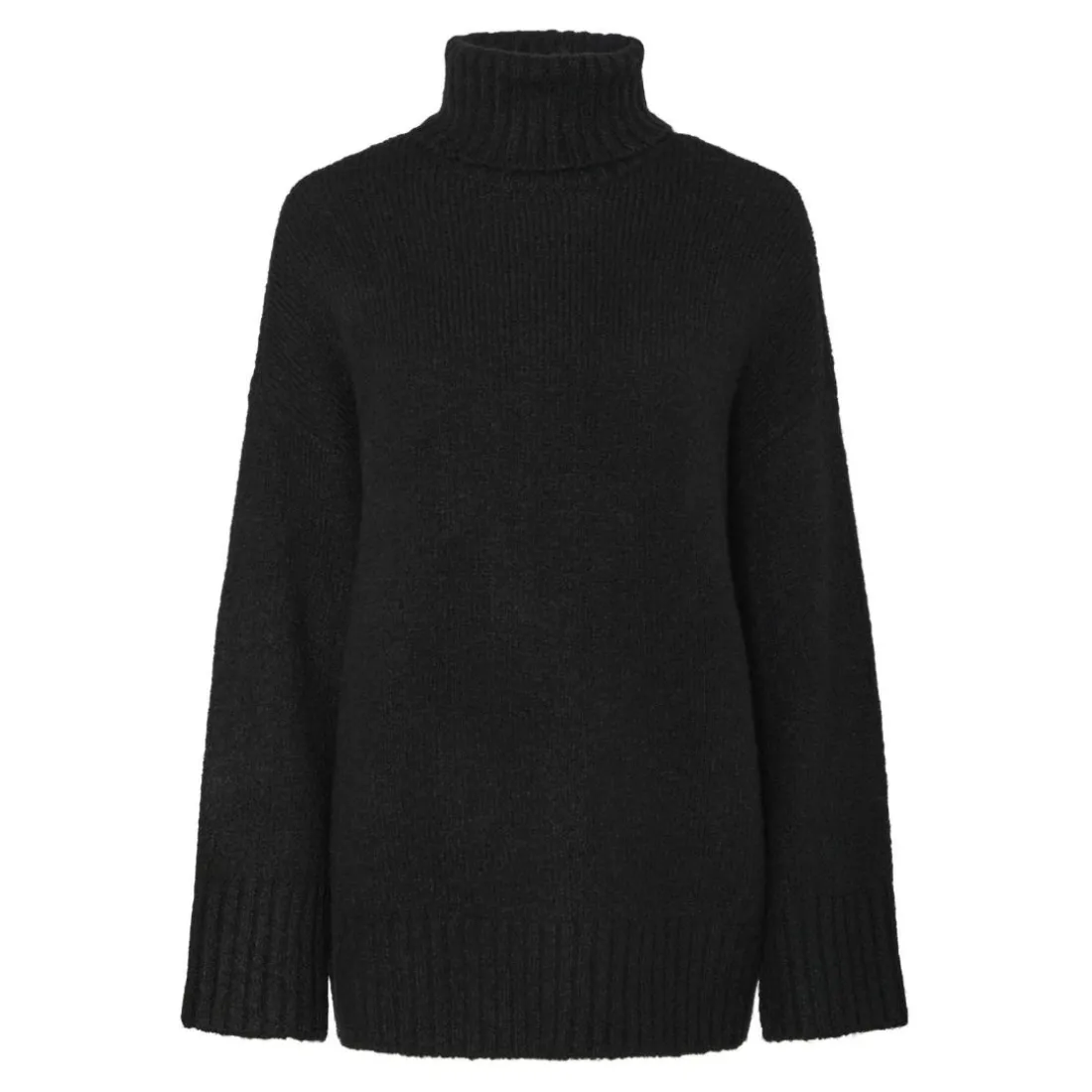 Pull en maille col montant noir Beth