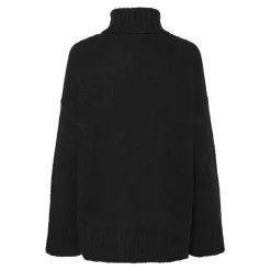 Pull en maille col montant noir Beth