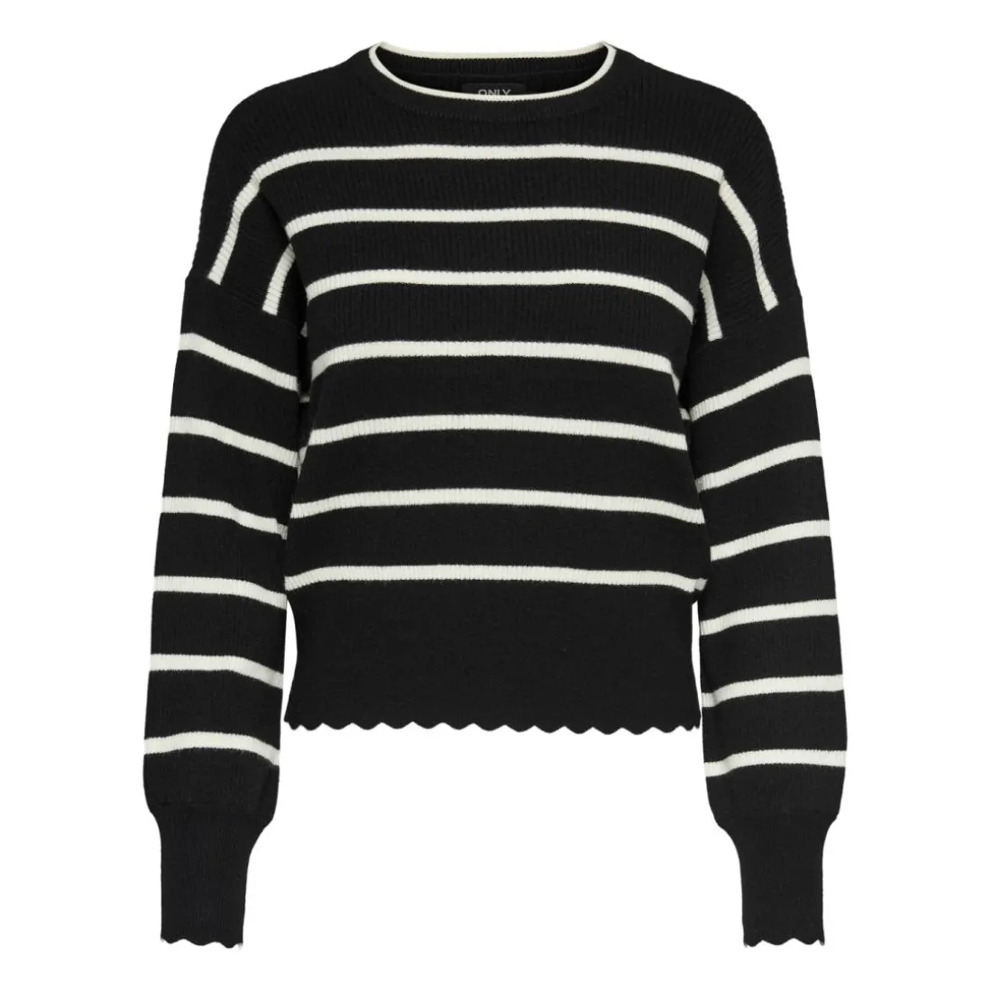 Pull en maille col rond col rond noir Lily
