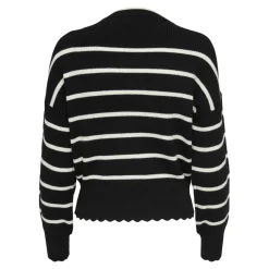 Pull en maille col rond col rond noir Lily