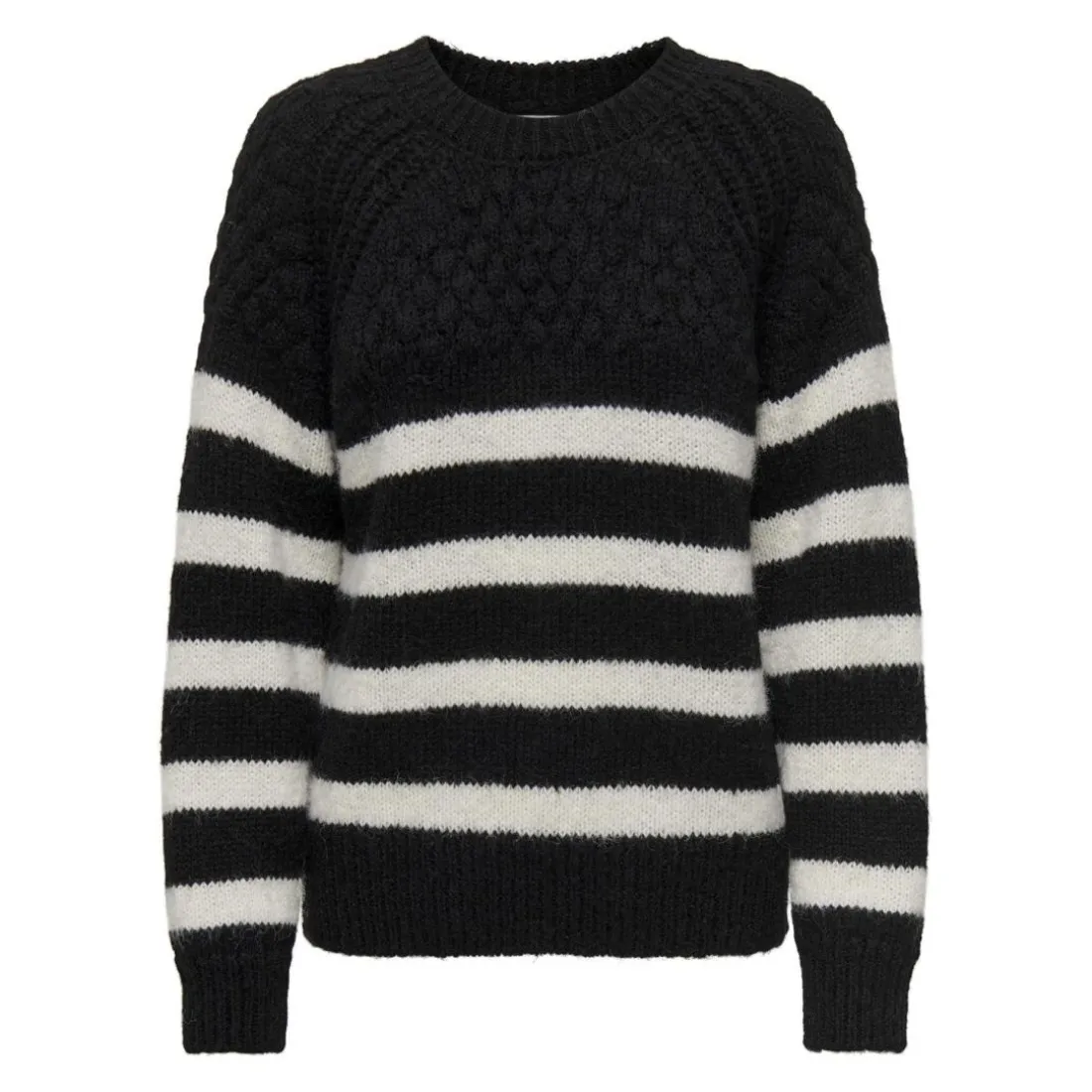 Pull en maille col rond col rond noir Lena
