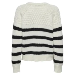 Pull en maille col rond col rond blanc Nora