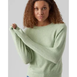 Pull en maille Col rond Manches longues vert Zoe