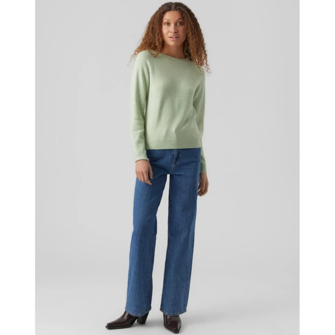 Pull en maille Col rond Manches longues vert Zoe