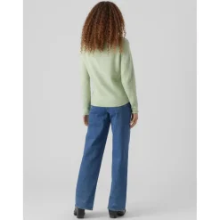 Pull en maille Col rond Manches longues vert Zoe