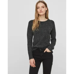 Pull en maille Col rond Manches longues noir Pia