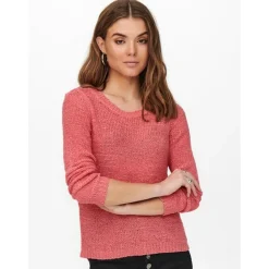 Pull en maille Col rond Manches longues rose Lou