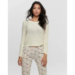 Pull en maille Col rond Manches longues blanc Lana