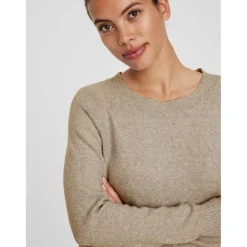 Pull en maille Col rond Manches longues marron Sue