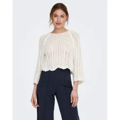 Pull en maille Col rond Manches 3/4 blanc