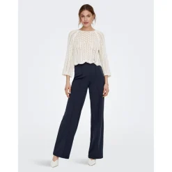 Pull en maille Col rond Manches 3/4 blanc