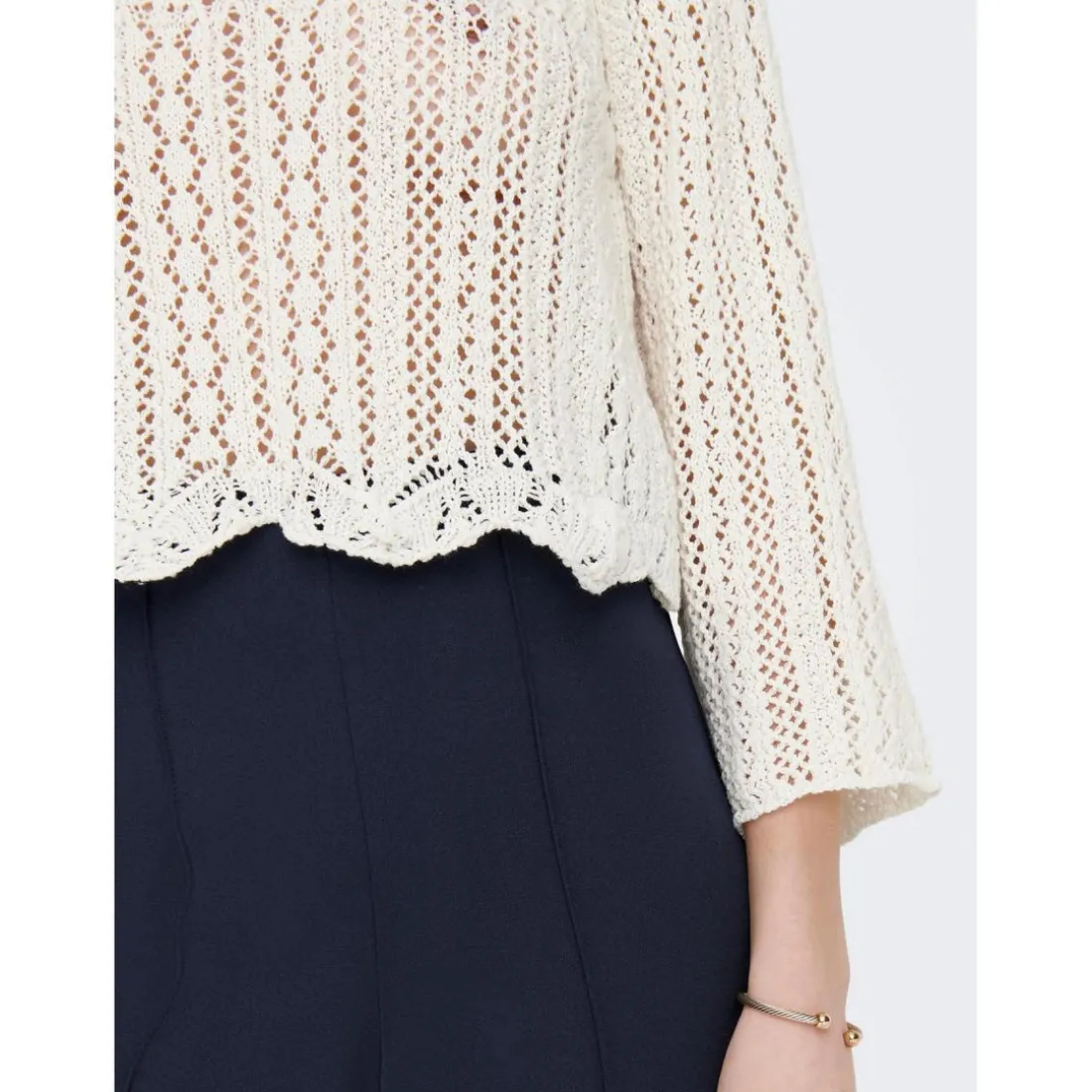 Pull en maille Col rond Manches 3/4 blanc