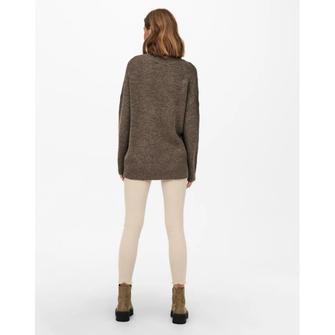 Pull en maille Col rond Manches longues marron Gigi