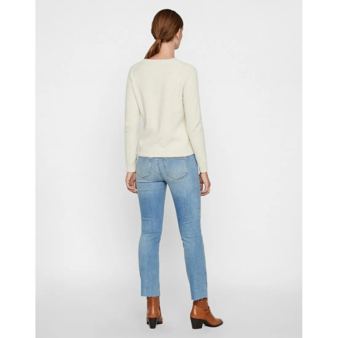 Pull en maille Col rond Manches longues gris Lana