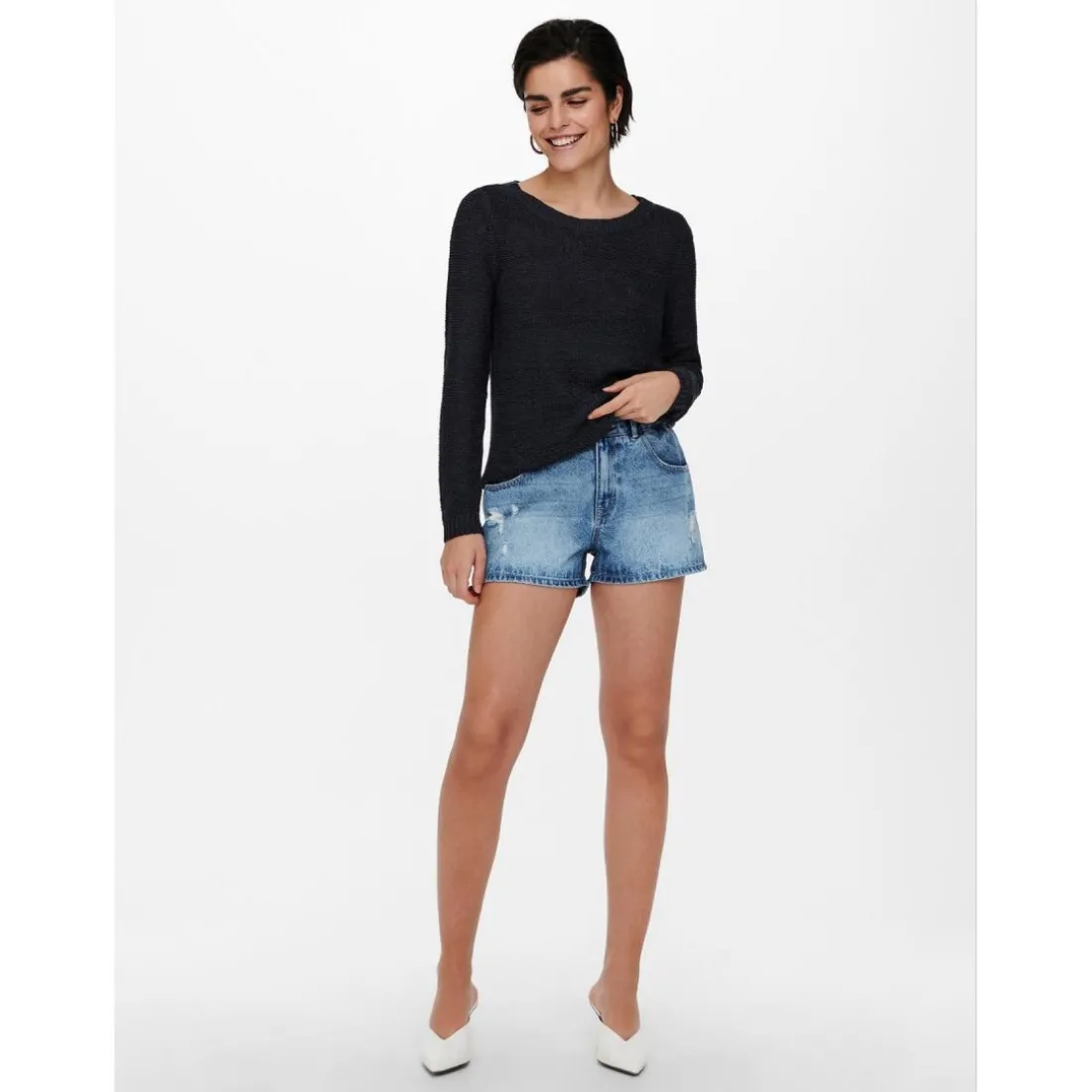 Pull en maille Col rond Manches longues bleu Hazel