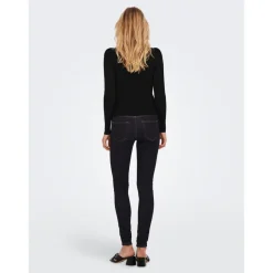 Pull en maille Col rond Manches longues Bord net Longueur regular noir
