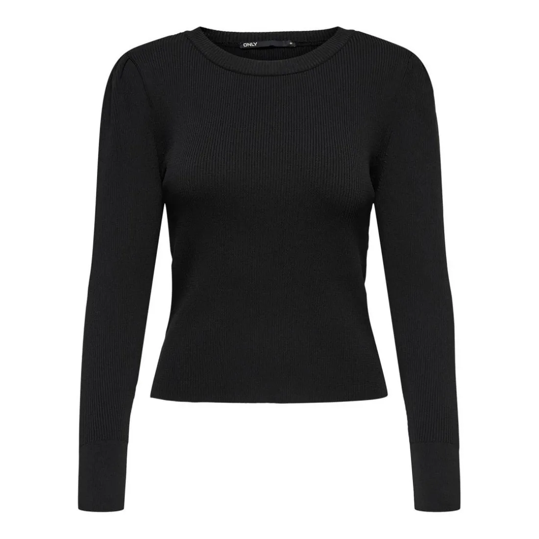 Pull en maille Col rond Manches longues Bord net Longueur regular noir