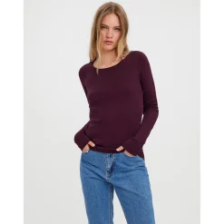 Pull en maille Col rond Manches longues violet Cate