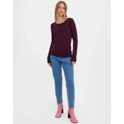Pull en maille Col rond Manches longues violet Cate