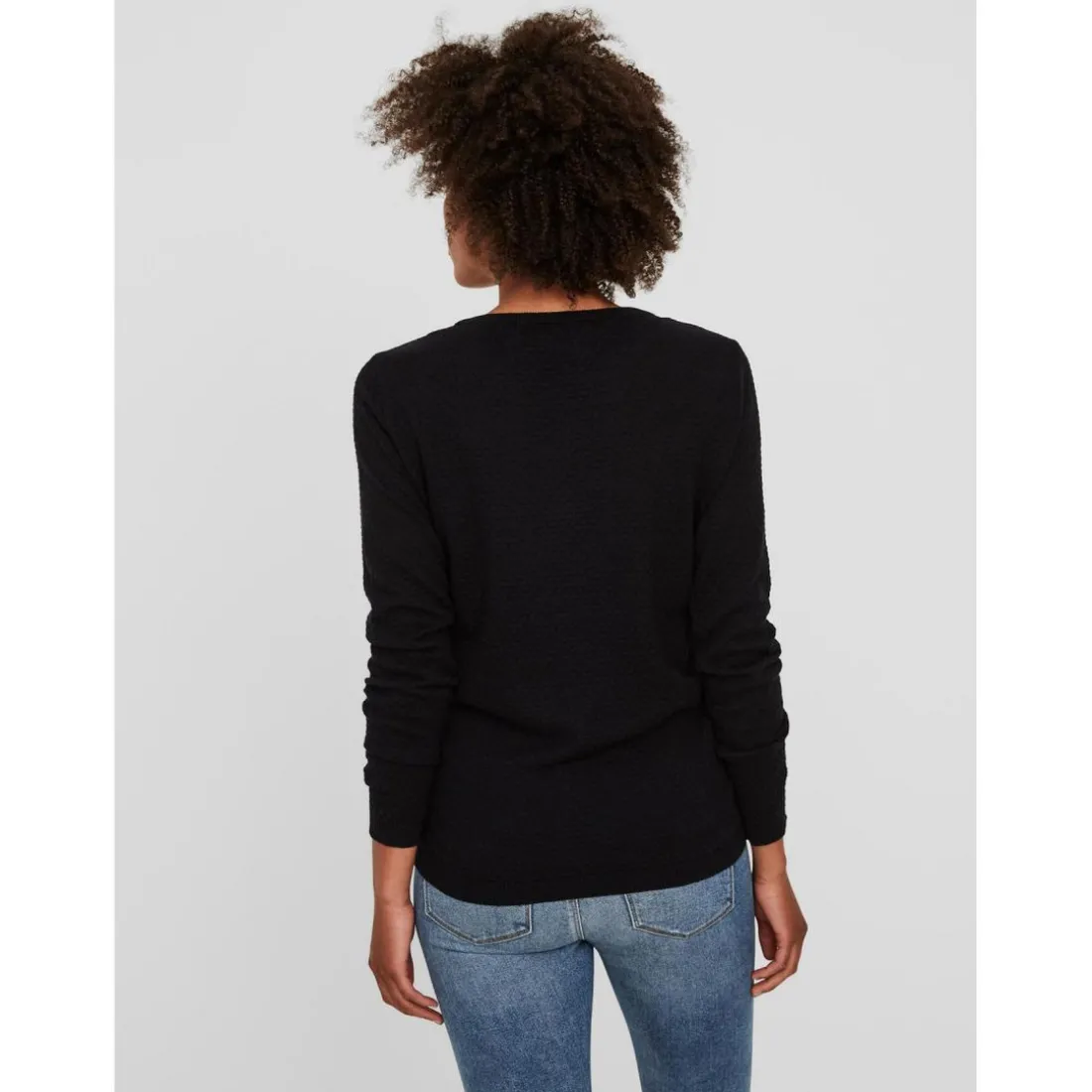 Pull en maille Col rond Manches longues noir Luna