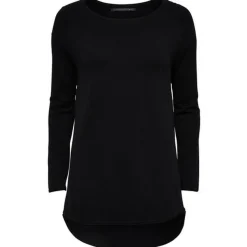 Pull en maille Col rond Manches longues Long noir