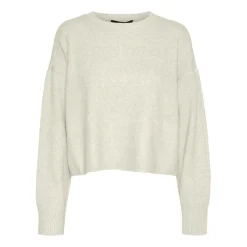 Pull en maille Col rond Manches longues Court gris