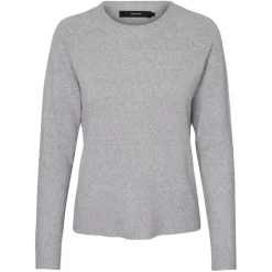 Pull en maille Col rond Manches longues gris Dina