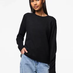 Pull en maille col rond noir Juliana