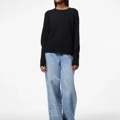 Pull en maille col rond noir Juliana