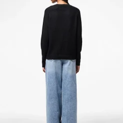 Pull en maille col rond noir Juliana