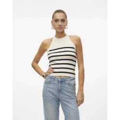 Pull en maille col rond sans manches gris Tia