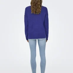 Pull en maille col V Camilla bleu Léa Jade
