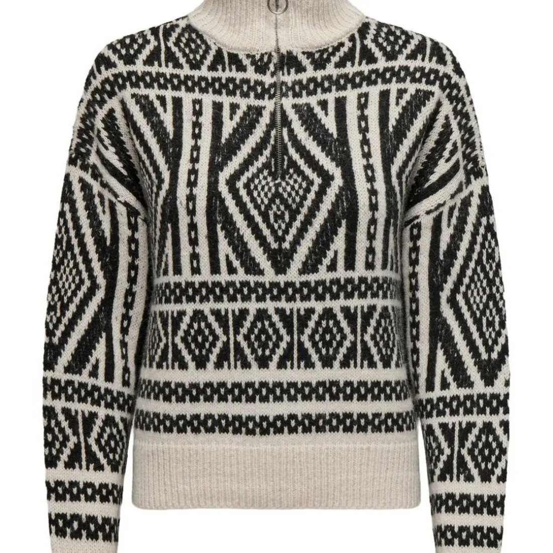 Pull en maille col zippé Felicia gris clair Page