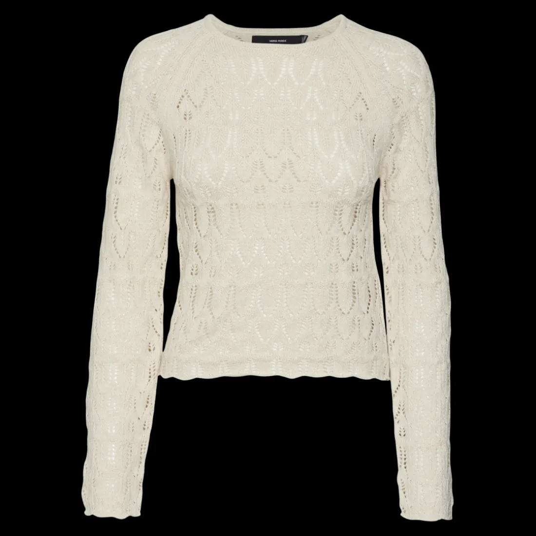 Pull en maille court col rond manches longues gris Ella