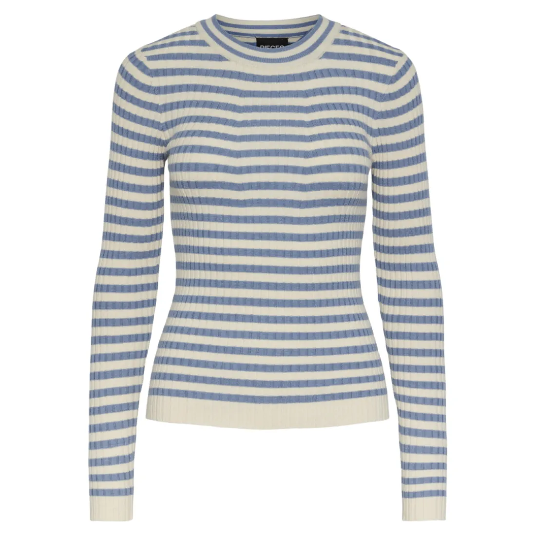 Pull en maille Crista à rayures bleu clair en viscose Ula