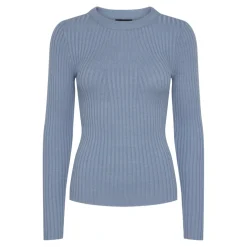 Pull en maille Crista à rayures bleu clair en viscose Zola