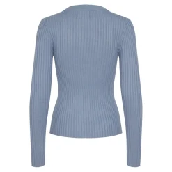 Pull en maille Crista à rayures bleu clair en viscose Zola