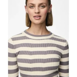 Pull en maille Crista à rayures gris en viscose Lou