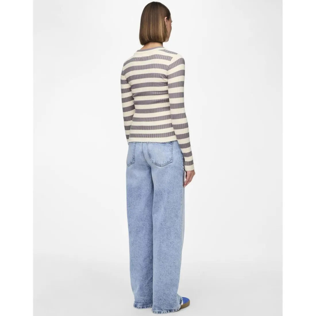 Pull en maille Crista à rayures gris en viscose Lou