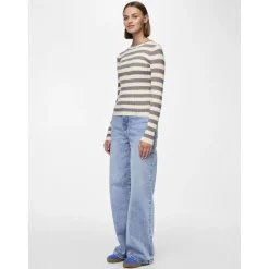 Pull en maille Crista à rayures gris en viscose Lou