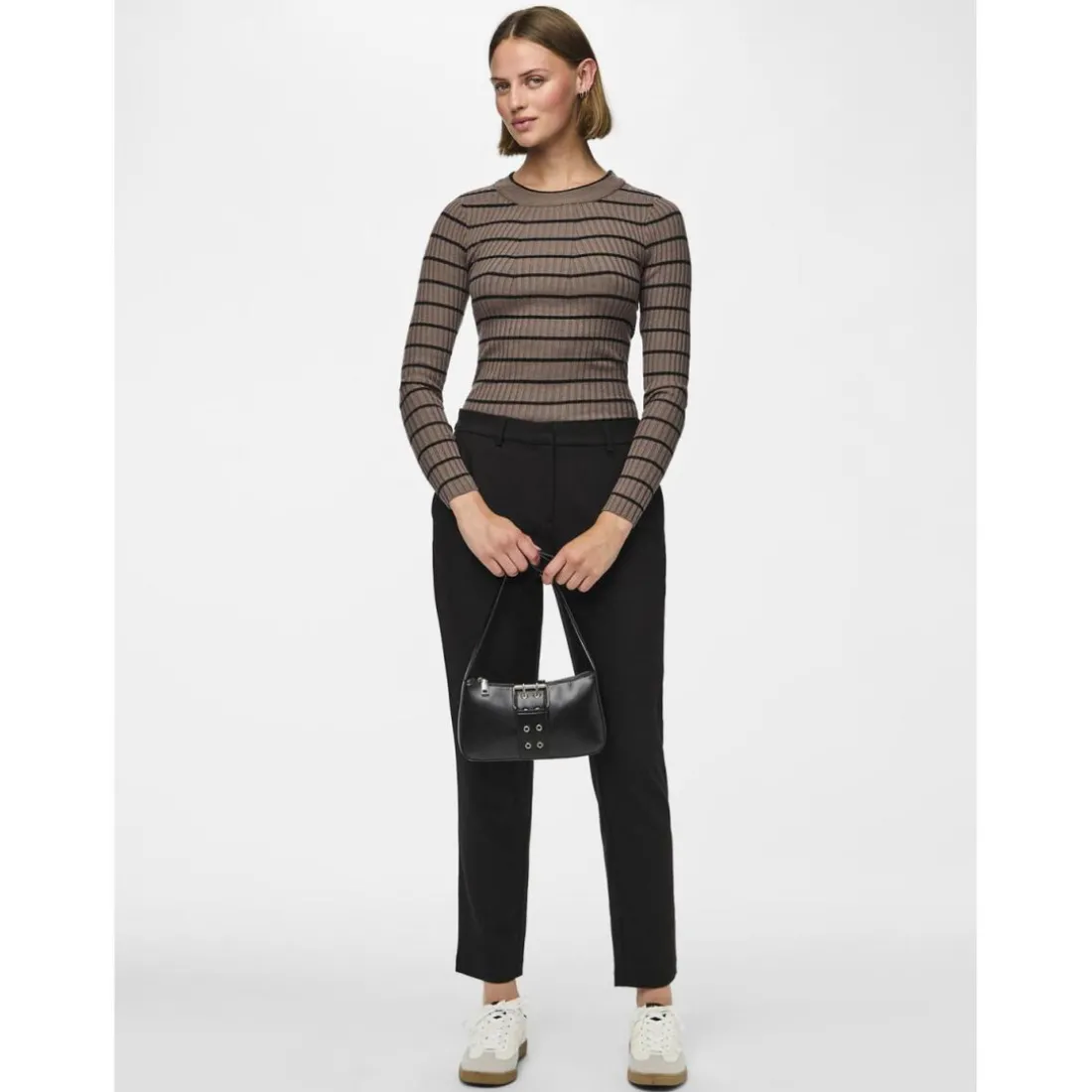 Pull en maille Crista à rayures gris en viscose Ava