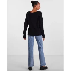 Pull en maille Ellen col en V noir Lila