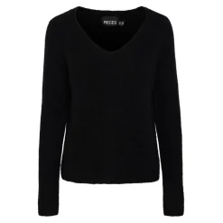 Pull en maille Ellen col en V noir Lila