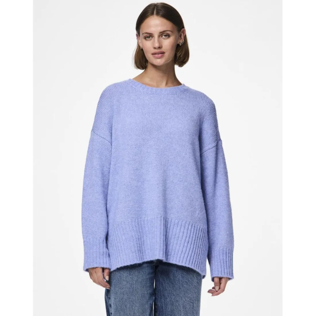 Pull en maille manches longues bleu Leah