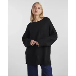 Pull en maille manches longues oversized noir Elsie