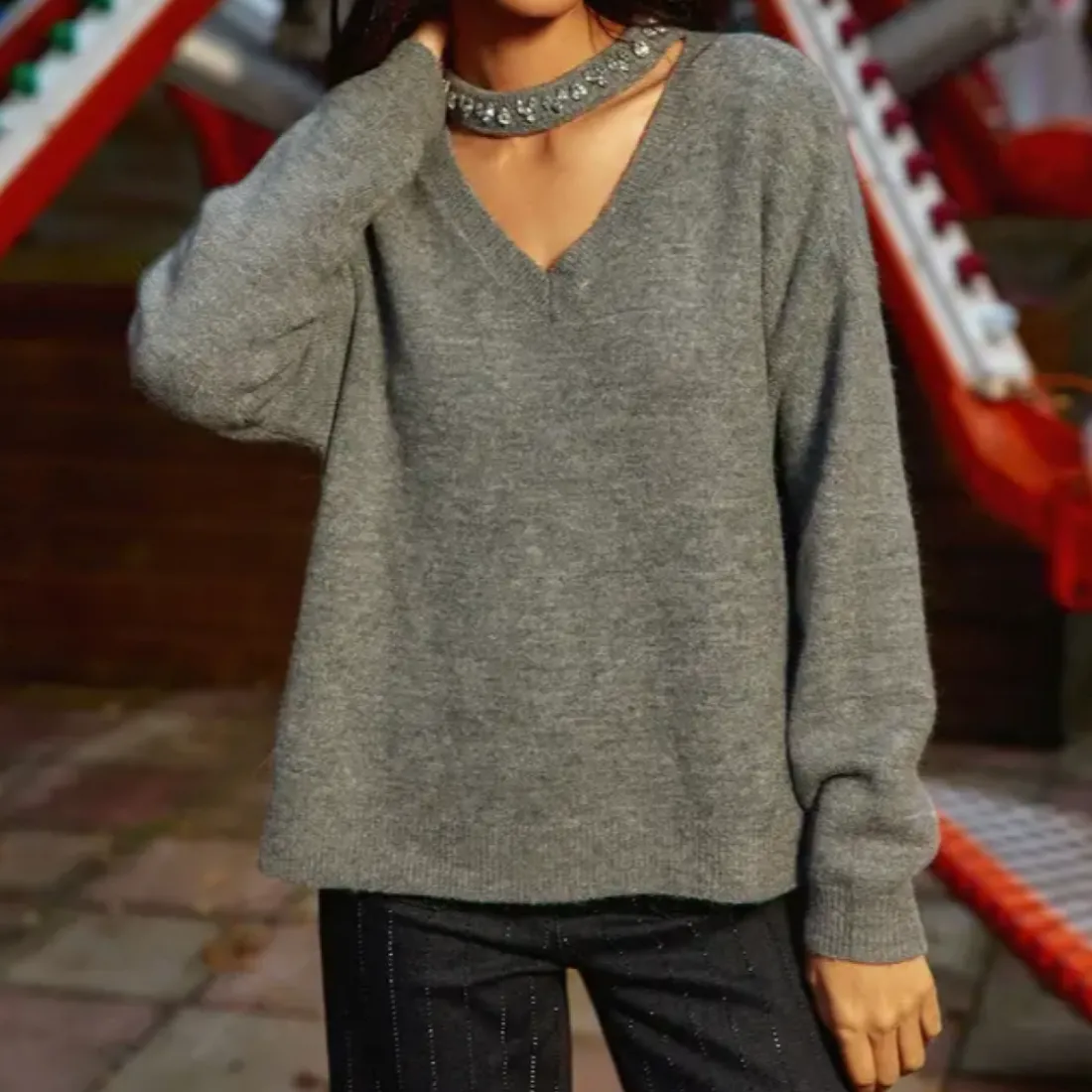 Pull en maille MORA gris chine