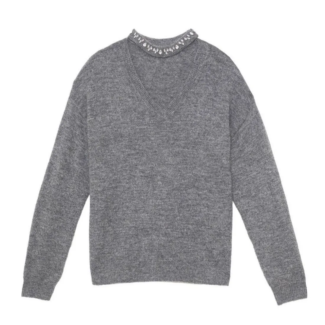 Pull en maille MORA gris chine