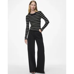 Pull en maille viscose Crista à rayures noir en viscose Fleur