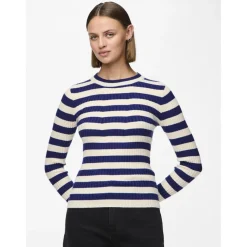 Pull en maille viscose Crista à rayures bleu Eden