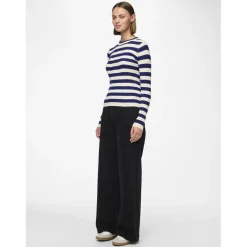 Pull en maille viscose Crista à rayures bleu Eden